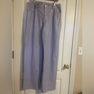 NWOT Naked Wardrobe Women's Lavender Faux‎ Croc Leather Wide Leg Pants XL